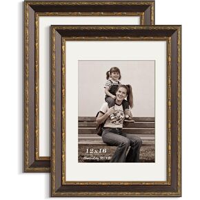 إطار صورة ذهبي مقاس 5x5 - ذهبي عتيق - إطار مزخرف عتيق مقاس 5x5 مع زجاج مقسّى وقالب عريض مقاس 1.5 بوصة - عرض 5 × 5 صور، مطبوعات فنية على سطح الطاولة أو الحائط، أسود، فردي in Kuwait