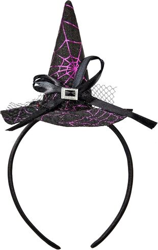 Spooktacular Creations Halloween Witch Hat Headband with Spiderweb Prints, Silver Wizard Headwear, Hair band for Adult Halloween Party Dress up Cosplay Costume Accessories Props in Saudi Arabia