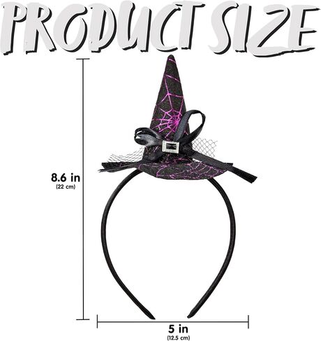 Spooktacular Creations Halloween Witch Hat Headband with Spiderweb Prints, Silver Wizard Headwear, Hair band for Adult Halloween Party Dress up Cosplay Costume Accessories Props in Saudi Arabia