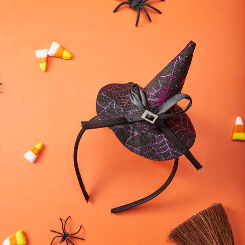Spooktacular Creations Halloween Witch Hat Headband with Spiderweb Prints, Silver Wizard Headwear, Hair band for Adult Halloween Party Dress up Cosplay Costume Accessories Props in Saudi Arabia