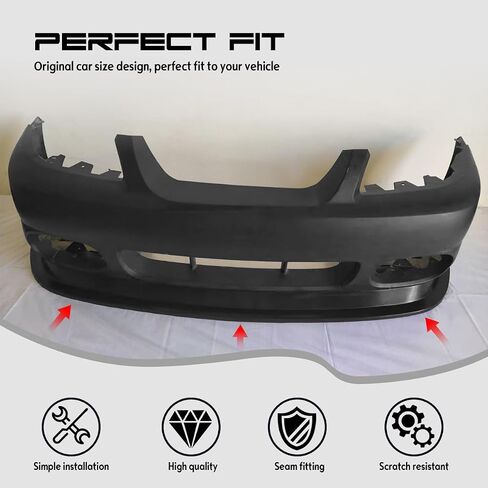 Front Bumper Lip Chin Spoiler, Compatible with 2003-2004 Ford Mustang SVT Cobra, MDA V2 Style Flexible Polyurethane(PU) Front Lower Splitter Protector, Unpainted Black in Saudi Arabia