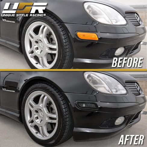 USR DEPO 98-03 W208 CLK مجموعة مصابيح جانبية لمصد الدخان (يسار + يمين) متوافقة مع 1998-2003 Mercedes W208 CLK و1998-2004 R170 SLK in Saudi Arabia