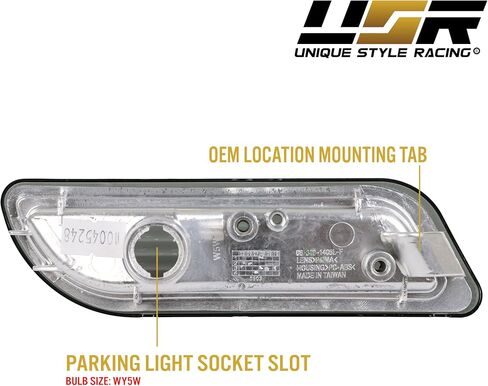 USR DEPO 98-03 W208 CLK مجموعة مصابيح جانبية لمصد الدخان (يسار + يمين) متوافقة مع 1998-2003 Mercedes W208 CLK و1998-2004 R170 SLK in Saudi Arabia