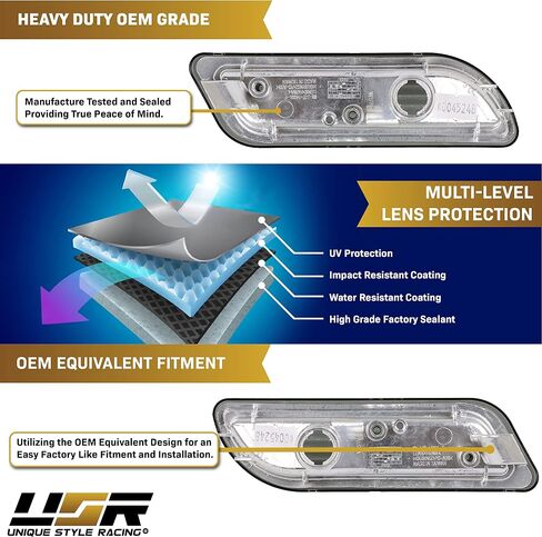 USR DEPO 98-03 W208 CLK مجموعة مصابيح جانبية لمصد الدخان (يسار + يمين) متوافقة مع 1998-2003 Mercedes W208 CLK و1998-2004 R170 SLK in Saudi Arabia
