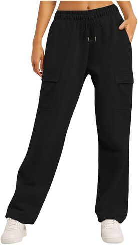 SHOPESSA Wide Leg Sweatpants Women Casual Lightweight Drawstring Elastic Waist Pants Athletic Joggers with Pockets in Kuwait
