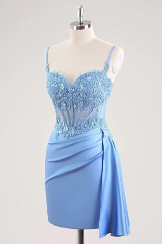 Fanciest Spaghetti Straps Tight Homecoming Dresses 2025 Lace Appliqued Short Prom Cocktail Dress in Saudi Arabia