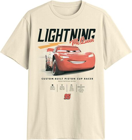 Disney Pixar Cars Lightning McQueen Stats Adult T-Shirt in Saudi Arabia