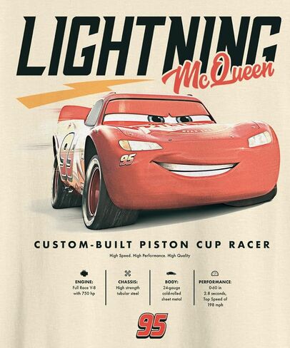 Disney Pixar Cars Lightning McQueen Stats Adult T-Shirt in Saudi Arabia