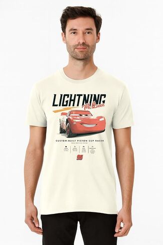 Disney Pixar Cars Lightning McQueen Stats Adult T-Shirt in Saudi Arabia