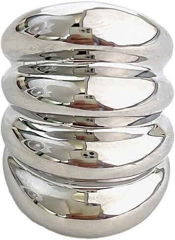 Kokoma Long Chunky Statement Ring for Women Stainless Steel Thick Dome Finger Band Layered Stackable Rings Geometric Ring Fashion Jewelry in Saudi Arabia