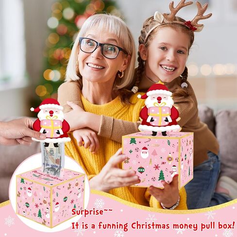 صندوق أموال عيد الميلاد لسحب الهدايا النقدية ، هدية نقدية حامل أموال مفاجئة للأطفال البالغين ، مربعات عطلات ممتعة للنساء للنساء فتيات أمي أمي ، تشمل 100pcs الشفافة in Kuwait