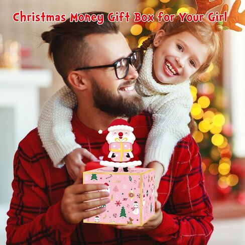 صندوق أموال عيد الميلاد لسحب الهدايا النقدية ، هدية نقدية حامل أموال مفاجئة للأطفال البالغين ، مربعات عطلات ممتعة للنساء للنساء فتيات أمي أمي ، تشمل 100pcs الشفافة in Kuwait