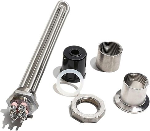 DN25 32MM G1" Thread Solar Water Heating Element 120V 220V Ten Resistance Heater 1500W2500W3500W4500W5500W with Cup(Without accessories,220V_4500W 310MM) in Kuwait