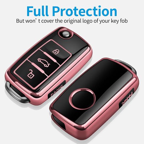 Tukellen لغطاء مفتاح Volkswagen Key Fob ناعم من البولي يوريثان الحراري للحماية الكاملة غطاء مفتاح متوافق مع VW Jetta Golf Polo MK6 Passat Tiguan Beetle Key Shell (أحمر) in Saudi Arabia