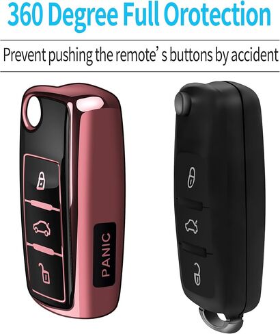 Tukellen لغطاء مفتاح Volkswagen Key Fob ناعم من البولي يوريثان الحراري للحماية الكاملة غطاء مفتاح متوافق مع VW Jetta Golf Polo MK6 Passat Tiguan Beetle Key Shell (أحمر) in Saudi Arabia