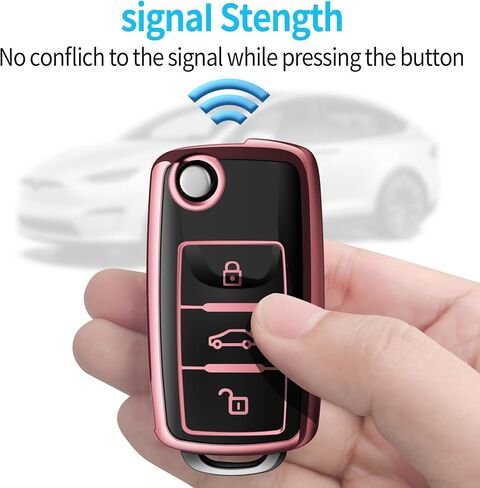 Tukellen لغطاء مفتاح Volkswagen Key Fob ناعم من البولي يوريثان الحراري للحماية الكاملة غطاء مفتاح متوافق مع VW Jetta Golf Polo MK6 Passat Tiguan Beetle Key Shell (أحمر) in Saudi Arabia