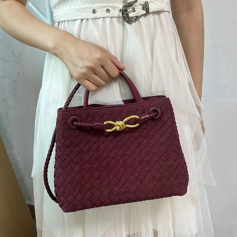 Suede Woven Tote Bag for Women Retro Woven Bag Handbag Bow Shoulder Satchel Suede Crossbody Purse Top Handle Tote Handbags in Kuwait