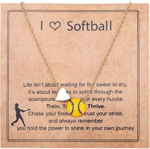 Softball Heart Necklace, Gold Softball Pendant Necklace Baseball Jewelry Sports Accessories Jewelry for Women in Saudi Arabia