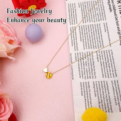 Softball Heart Necklace, Gold Softball Pendant Necklace Baseball Jewelry Sports Accessories Jewelry for Women in Saudi Arabia