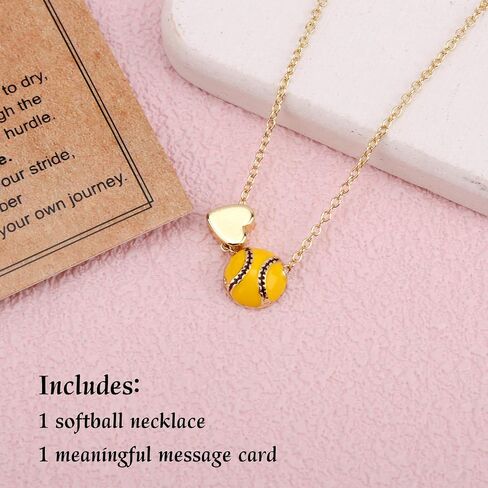 Softball Heart Necklace, Gold Softball Pendant Necklace Baseball Jewelry Sports Accessories Jewelry for Women in Saudi Arabia