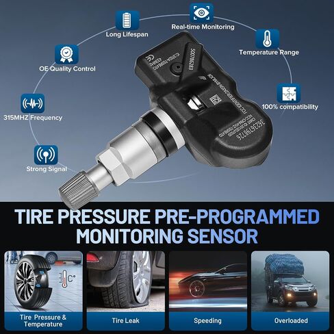 مستشعر TPMS 36236798726 لمستشعر مراقبة ضغط الإطارات GM 433 ميجا هرتز متوافق مع BMW، متوافق مع Audi، متوافق مع Martin متوافق مع Bentley يستبدل 7PP907275F (4 عبوات) in Kuwait