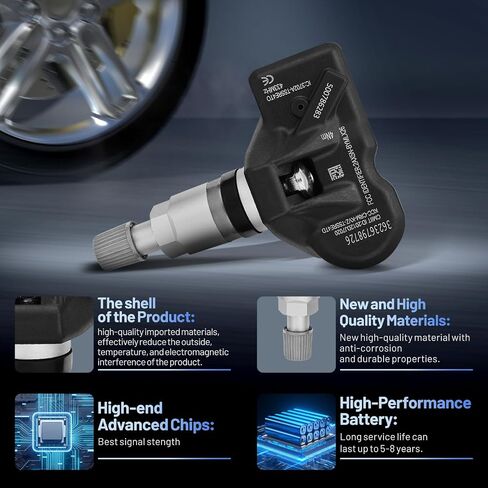 مستشعر TPMS 36236798726 لمستشعر مراقبة ضغط الإطارات GM 433 ميجا هرتز متوافق مع BMW، متوافق مع Audi، متوافق مع Martin متوافق مع Bentley يستبدل 7PP907275F (4 عبوات) in Kuwait