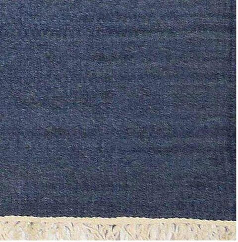 سجاد Rugsotic منسوج يدويًا من صوف الكليم المسطح مقاس 2'6''x6' سجادة منطقة العداء بلون أزرق خالص D00111 in Saudi Arabia