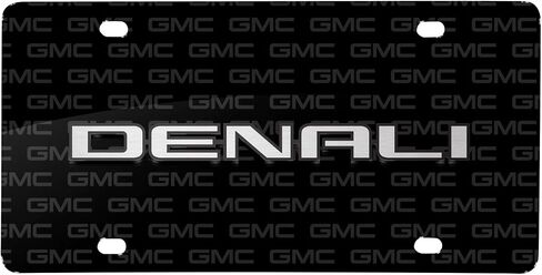 iPick Image for GMC Denali 3D Nameplate on Logo Pattern Black Aluminum License Plate in Saudi Arabia