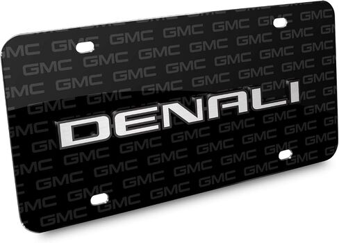 iPick Image for GMC Denali 3D Nameplate on Logo Pattern Black Aluminum License Plate in Saudi Arabia