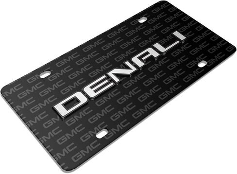 iPick Image for GMC Denali 3D Nameplate on Logo Pattern Black Aluminum License Plate in Saudi Arabia