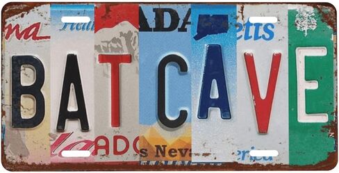 Bat Cave Front License Plate for Women Car Vanity Plates Decorative Aluminum Metal Cute Novelty License Plate Cover for Men 6x12 Inch (4 Holes) in Kuwait