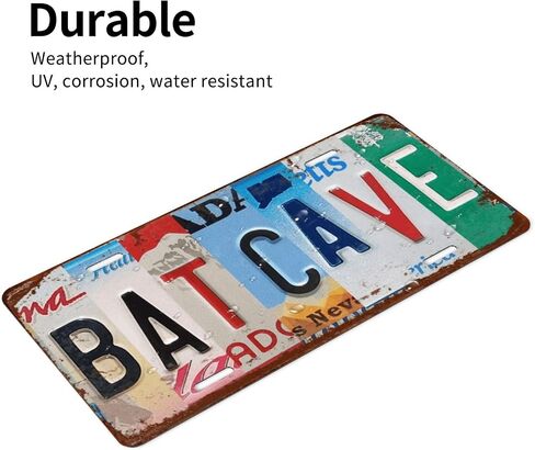 Bat Cave Front License Plate for Women Car Vanity Plates Decorative Aluminum Metal Cute Novelty License Plate Cover for Men 6x12 Inch (4 Holes) in Kuwait