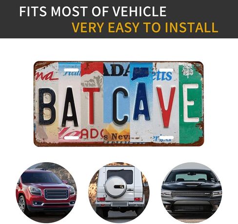 Bat Cave Front License Plate for Women Car Vanity Plates Decorative Aluminum Metal Cute Novelty License Plate Cover for Men 6x12 Inch (4 Holes) in Kuwait