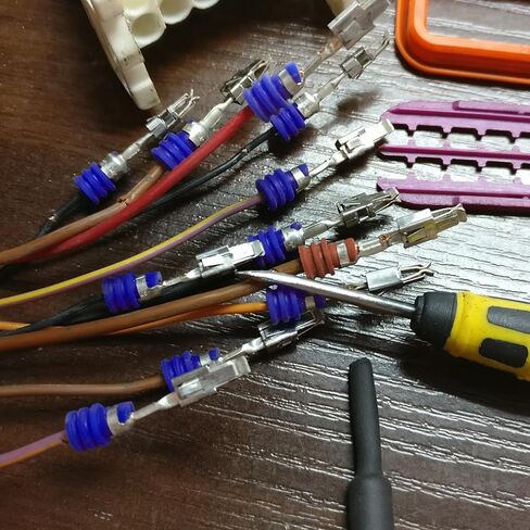 755PCS 21 Type Pin Connectors Kit, 1/1.5/1.8/2.2/2.8/3.5mm Car Electrical Wire Terminal Pins Connector, Non-Insulated Plug Removal Tool & Male Female Crimp Pin, Car Accessories in Kuwait