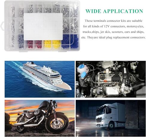 755PCS 21 Type Pin Connectors Kit, 1/1.5/1.8/2.2/2.8/3.5mm Car Electrical Wire Terminal Pins Connector, Non-Insulated Plug Removal Tool & Male Female Crimp Pin, Car Accessories in Kuwait