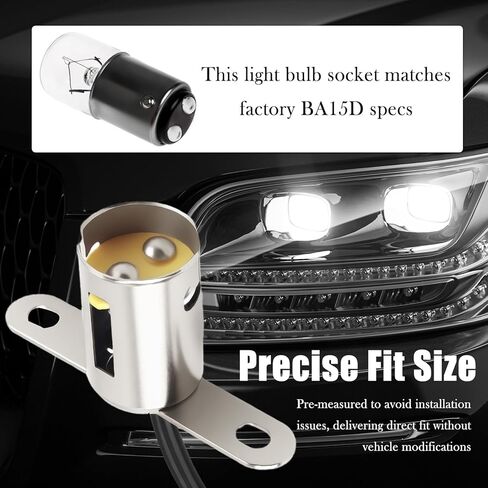 2PCS BA15D Light Bulb Socket,Bayonet Type BA15D Led Bulb Socket with Dual Wire Connector,Universal Long Bracket Car Light Sockets Car Accessories for Turn Signals & Brake Lights in Saudi Arabia