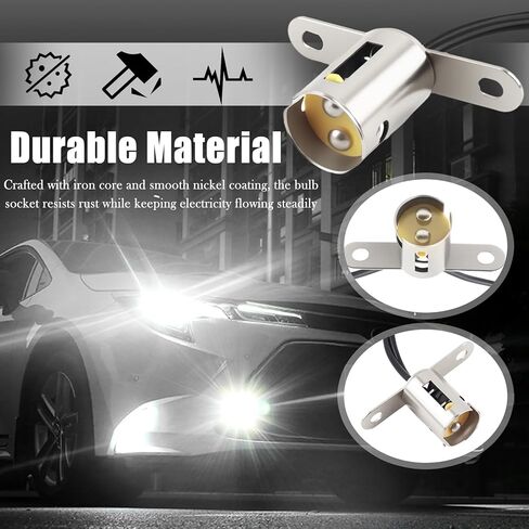 2PCS BA15D Light Bulb Socket,Bayonet Type BA15D Led Bulb Socket with Dual Wire Connector,Universal Long Bracket Car Light Sockets Car Accessories for Turn Signals & Brake Lights in Saudi Arabia