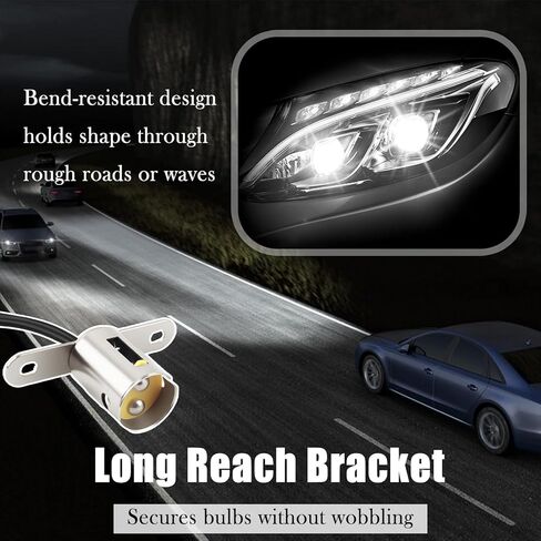 2PCS BA15D Light Bulb Socket,Bayonet Type BA15D Led Bulb Socket with Dual Wire Connector,Universal Long Bracket Car Light Sockets Car Accessories for Turn Signals & Brake Lights in Saudi Arabia