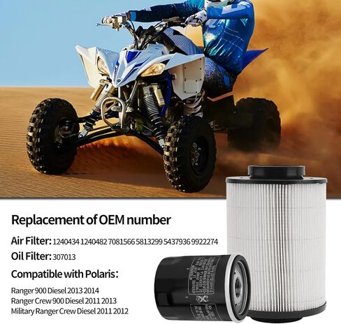 فلتر هواء 1240434 + فلتر زيت 3070131 متوافق مع Polaris Ranger Crew 900 Diesel 2011 2013 Military Ranger Crew Diesel 2011 2012 Ranger 900 Diesel 2013 2014 1240482 7081566 5813299 5437936 in Saudi Arabia