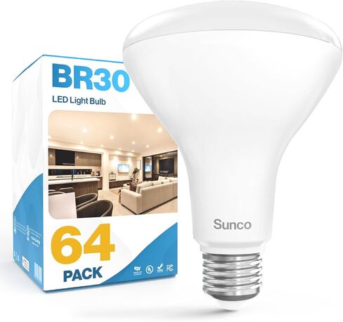 Sunco 16 Pack BR30 LED Bulbs, Indoor Flood Lights CRI93 11W Equivalent 65W 2700K Soft White 850 Lumens, E26 Base, 25000 Lifetime Hours Interior Home Dimmable Recessed Can Light Bulbs - UL in Saudi Arabia
