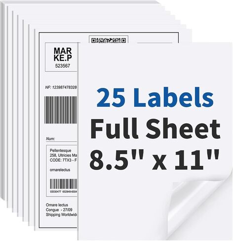 Half Sheet Shipping Labels - 50 Counts, 8.5" x 5.5" Self Adhesive Shipping Label White Internet Mailing Labels 2 Per Page, Laser & Inkjet Printer Compatible [25 Sheets 8.5" x 11"] in Kuwait