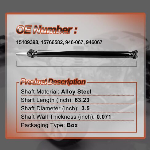 946-067 عمود محرك خلفي عمود عمود عمود الإدارة متوافق مع شيفروليه سيلفرادو 2500 HD Classic & GMC Sierra 2500 HD Classic، 4WD Automatic Trans 133.0" WB 96.0" سرير، استبدل OE 15109398 in Saudi Arabia