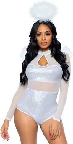Leg Avenue Women's 3 Pc Heavenly Angel Costume with Bodysuit, Wings, Halo in Saudi Arabia