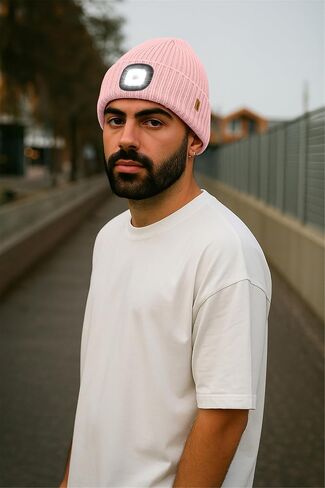 ATNKE LED Lighted Lined Fleece Beanie Cap,USB Rechargeable 4 LED Running Headlamp Hat with Light Gifts for Men and Women in Kuwait