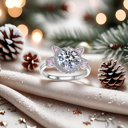 Sterling Silver Cat Ring for Women Adjustable Cute Dainty Stackable Ring with Cubic Zirconia Perfect Jewelry Gift for Cat Lovers in Saudi Arabia