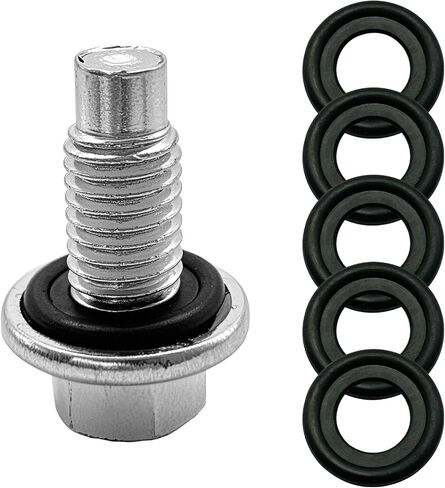 قابس تصريف زيت شاكاس، M12 × 1.75 استبدال برغي تصريف زيت المحرك EJ7Z-6730-A 10017615 653096US، مع حشية إغلاق على شكل حلقة دائرية، متوافق مع جي إم سي شيفروليه فورد بويك لينكولن (أسود) in Saudi Arabia