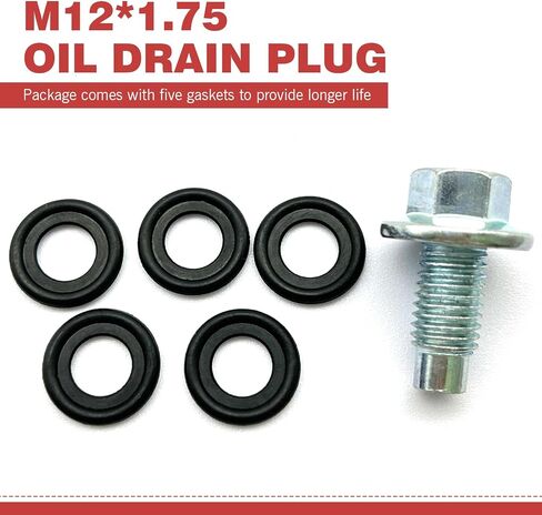 قابس تصريف زيت شاكاس، M12 × 1.75 استبدال برغي تصريف زيت المحرك EJ7Z-6730-A 10017615 653096US، مع حشية إغلاق على شكل حلقة دائرية، متوافق مع جي إم سي شيفروليه فورد بويك لينكولن (أسود) in Saudi Arabia