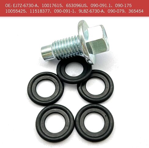 قابس تصريف زيت شاكاس، M12 × 1.75 استبدال برغي تصريف زيت المحرك EJ7Z-6730-A 10017615 653096US، مع حشية إغلاق على شكل حلقة دائرية، متوافق مع جي إم سي شيفروليه فورد بويك لينكولن (أسود) in Saudi Arabia