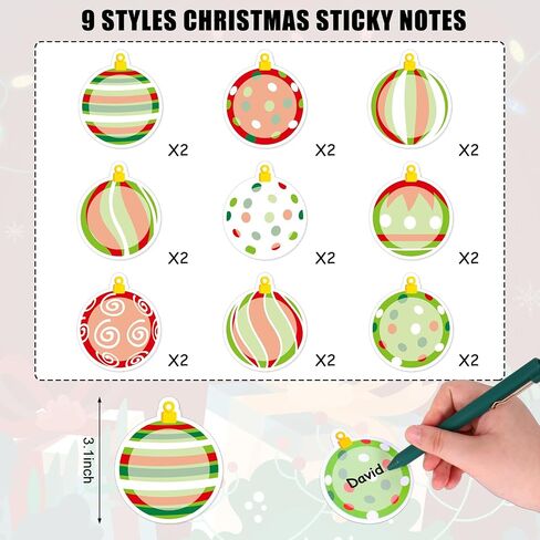 Whaline Christmas Sticky Note Red Green Gift Box Notepad 9 Designs Present Reminder Memo Pad for Xmas Winter Annotating Office Classroom Supplies, 18 Packs in Kuwait