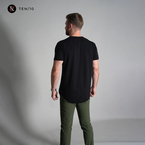 Ten10 Apparel Men's Premium Henley Curved Hem, Crew Neck Short Sleeve T-Shirt, Velura Blend in Saudi Arabia